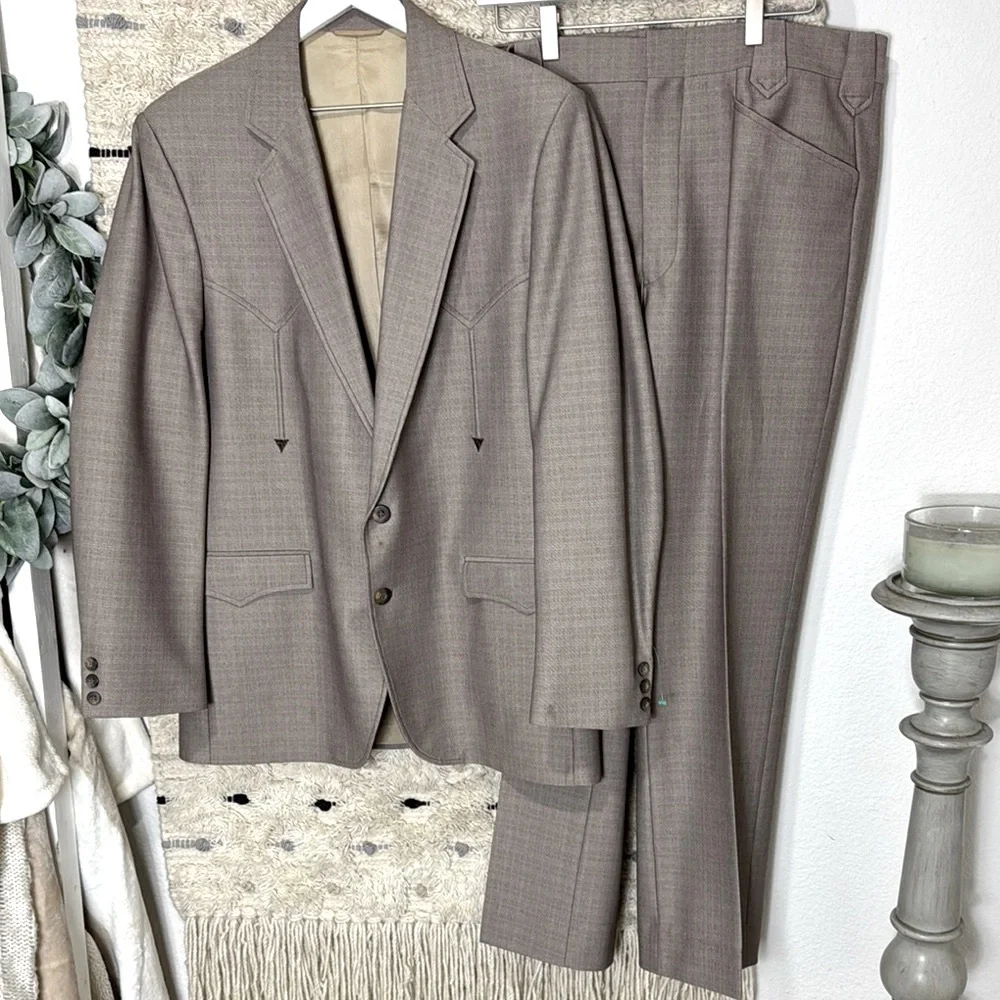 Circle S Men’s Donegal Brown Lambswool Western suit set size 42R / 36R
